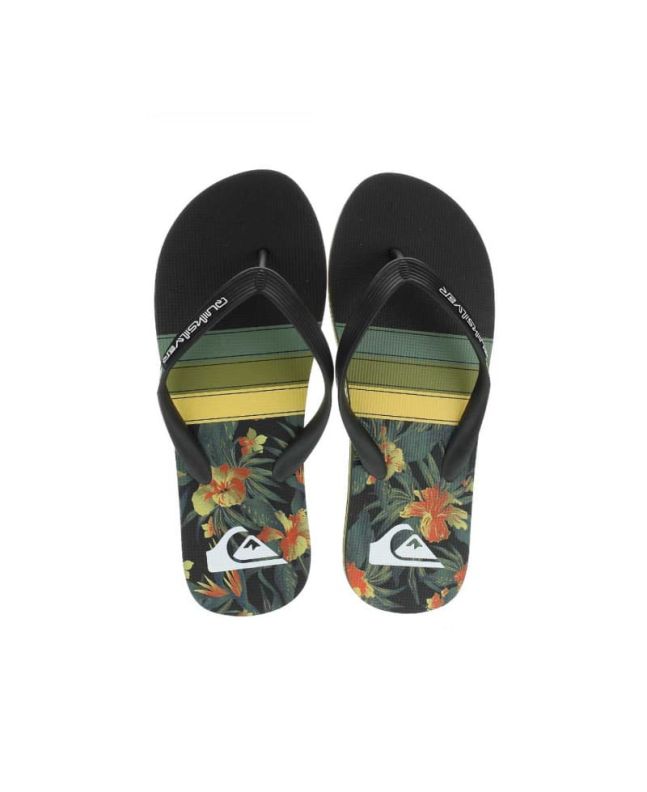 Chanclas de playa Quiksilver Molokai Art SL negras, amarillas y verdes para hombre