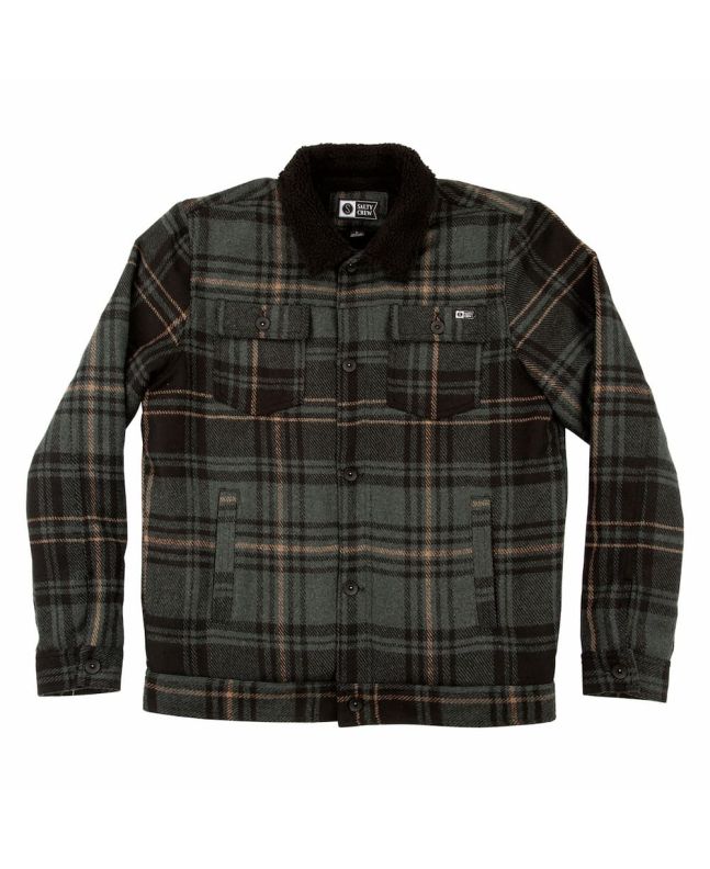 Chaqueta de franela Salty Crew Bait Barge Plaid verde a cuadros para hombre