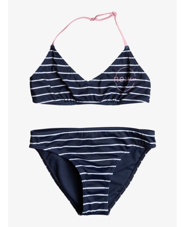 Conjunto de bikini triangular Roxy Bico Basic Stripe Azul Marino para Niñas 6-16 años
