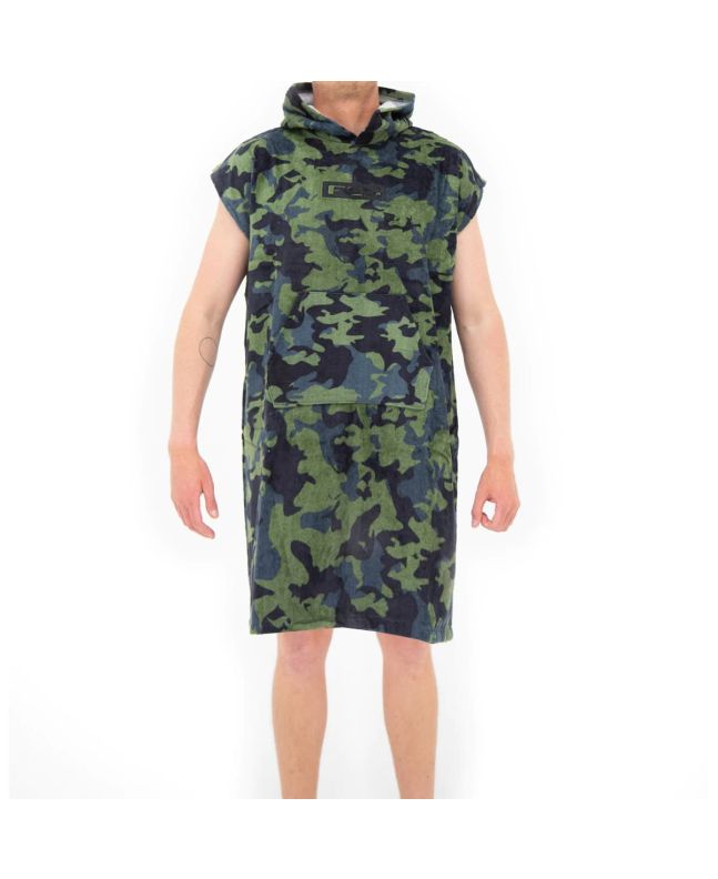 Toalla de playa con capucha FCS Junior Towel Poncho Army Camo para niño