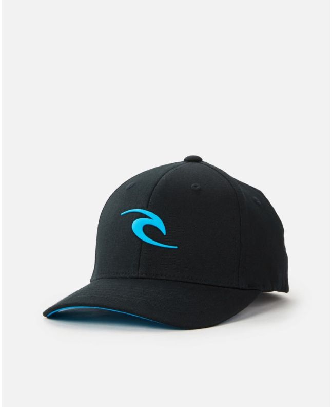 Gorra Rip Curl Tepan Flexfit azul y negra para niño