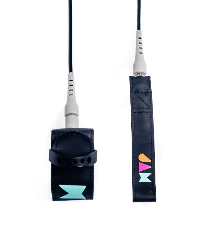 Invento para tablas de surf Jam Traction Comfortlight Grom Leash 5" en color negro con detalles en turquesa, naranja y rosa