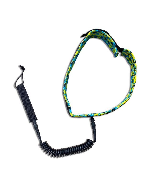 Invento para Foil Wing Foil o Race SUP de cintura Radz Hawaii Leash Coil Waist 7' 7mm Azul y Amarillo