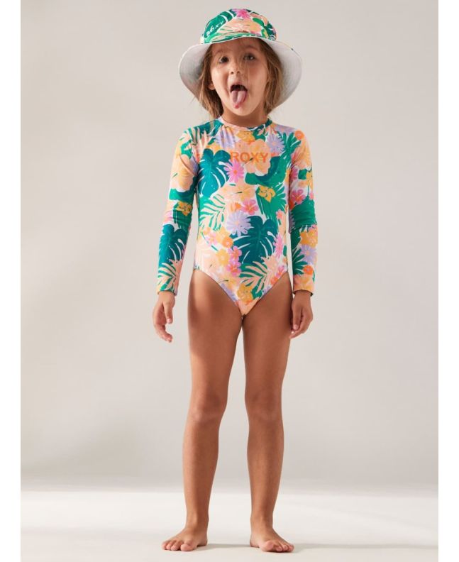 Niña con licra de manga larga Roxy Paradisiac Island Kids Verde Menta Tropical 
