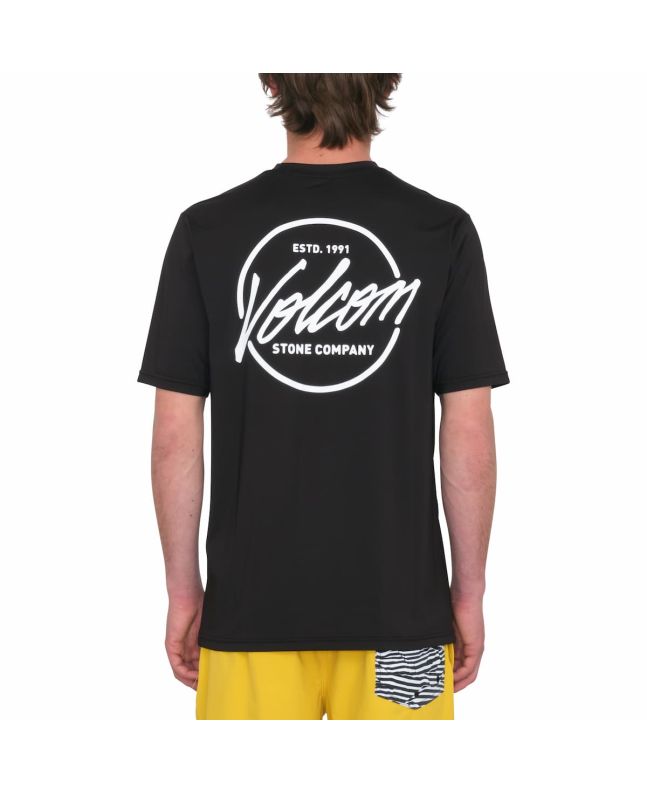 Hombre con camiseta de protección solar UV 50 Volcom Stone Stamp Negra