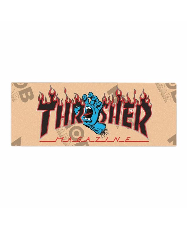 Lija Transparente para skate Santa Cruz Thrasher Magazine Screaming Flame Logo 9in x 36.25in Mob Grip Strips