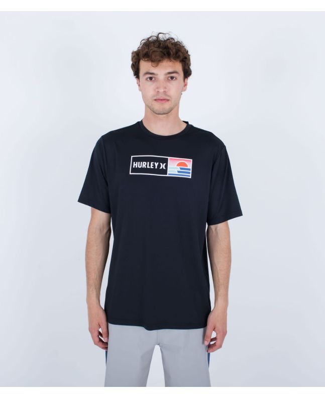 Camiseta de protección solar de manga corta Hurley Everyday Hybrid UPF 50+ Negra