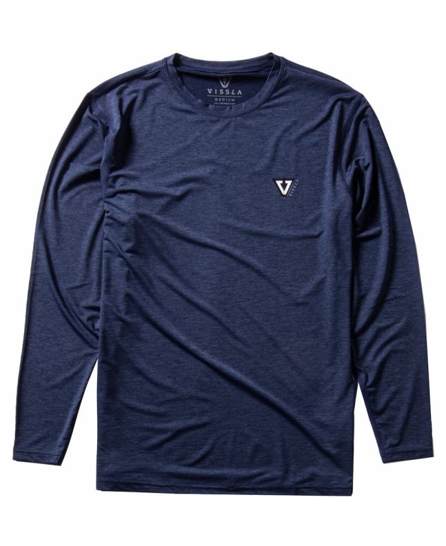 Camiseta de protección solar de manga larga Vissla Twisted Eco LS Rashguard azul marino oscuro jaspeado para hombre