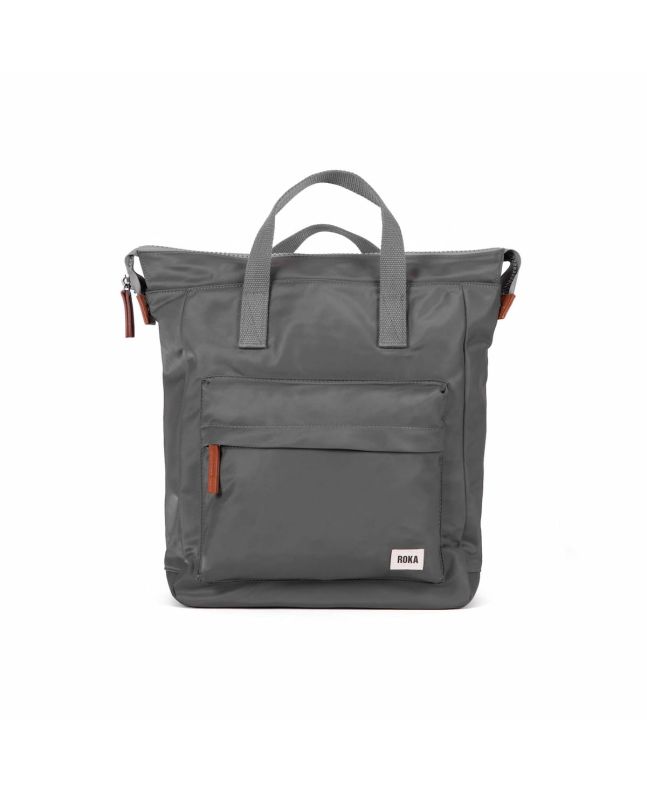 Mochila Mediana Vegana Roka Bantry B Sustainable Nylon Gris Grafito 