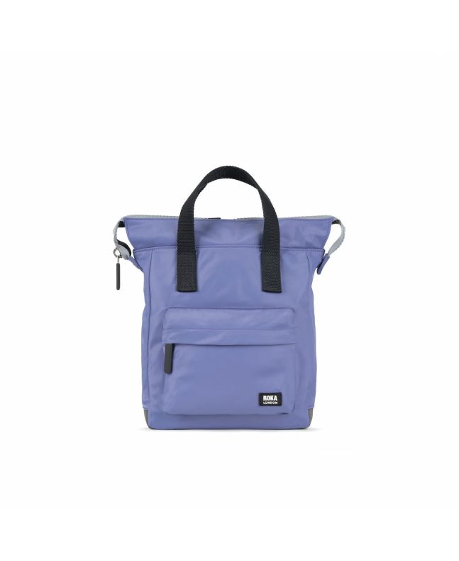 Mochila pequeña Roka London Bantry B Sustainable Nylon Black Label Dusted Peri Malva