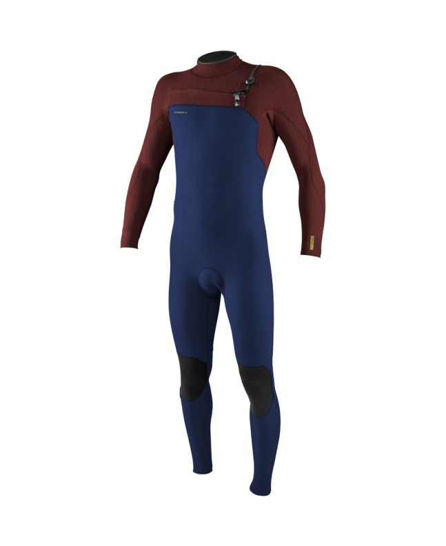 Traje de neopreno con cremallera en el pecho O'Neill Hyperfreak 5/4 Plus azul marino y granate para hombre