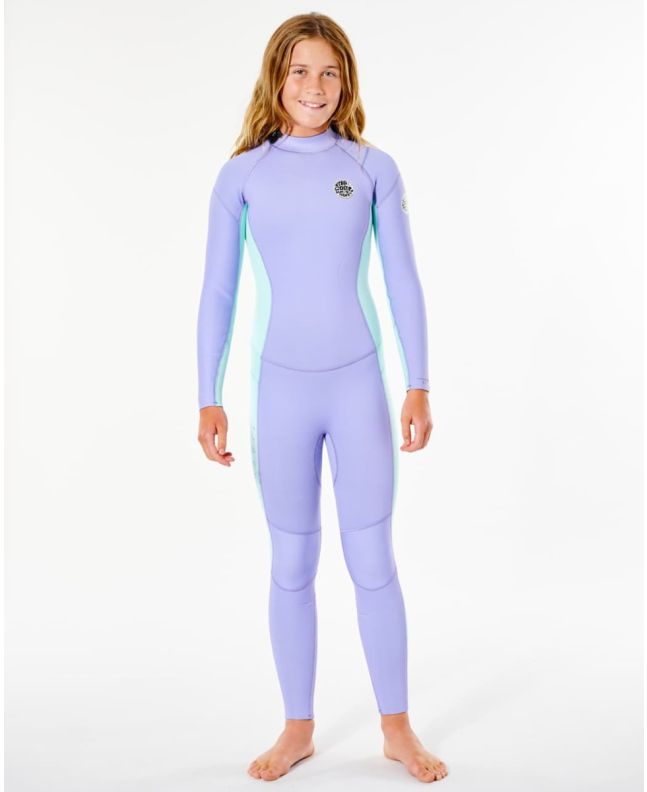 Niña con Traje de surf con cremallera en la espalda Rip Curl Dawn Patrol 5/3mm Junior Girl violeta
