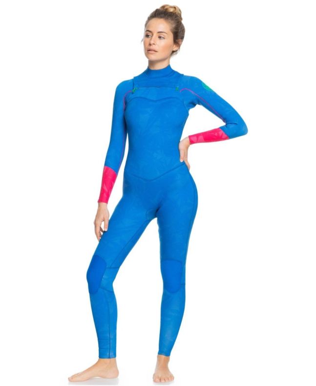 Traje de Neopreno Roxy 4/3mm POP Surf azul para mujer frontal