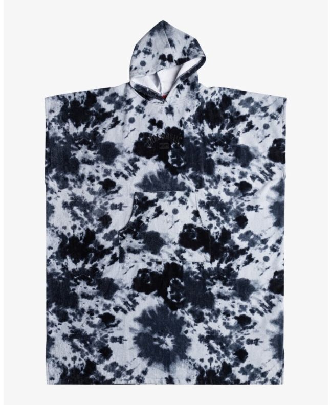 Poncho para surf Billabong Hooded Towel negro con estampado Tie Dye para hombre