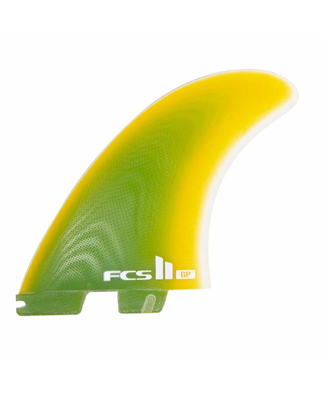 Quillas para tabla de surf FCS II Town and Country Performance Glass Twin y estabilizador Yellow Fade X-Large