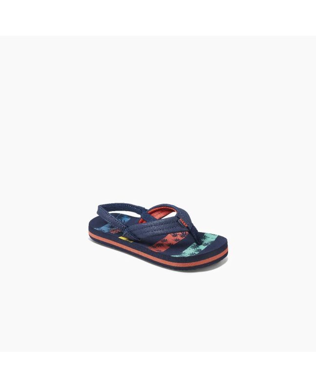 Sandalias Reef Little Ahi Navy Palms Stripe azul marino para niño