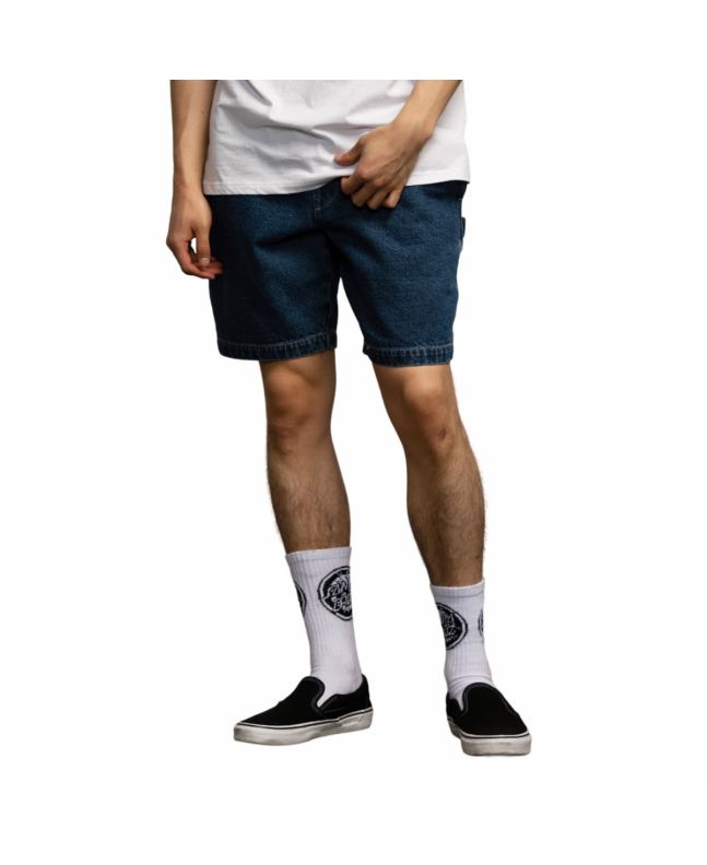 Hombre con pantalón corto vaquero elástico Santa Cruz Painters Short Azul