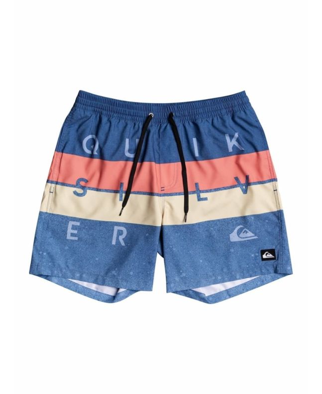 Short de natación Quiksilver Word Block Volley 15" Boy True Navy para niños de 8 a 16 años