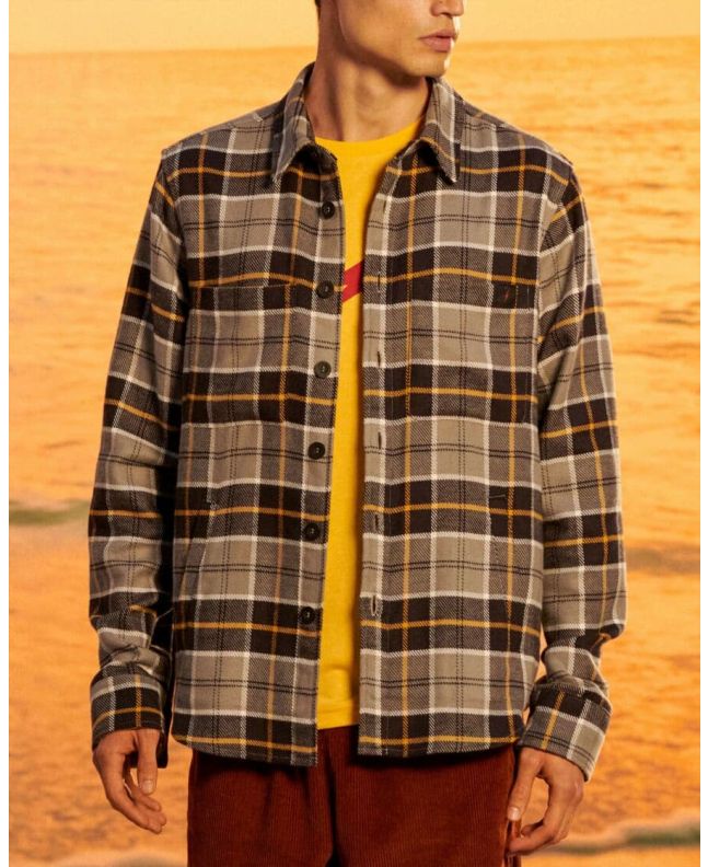 Hombre con Sobrecamisa de franela Lightning Bolt OWL Overshirt Gris a cuadros