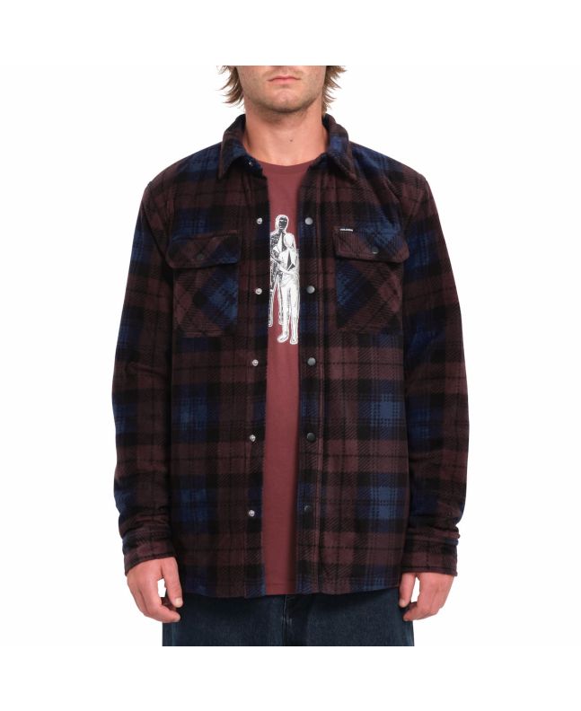 Hombre con sobrecamisa de forro polar Volcom Bowered Fleece Merlot