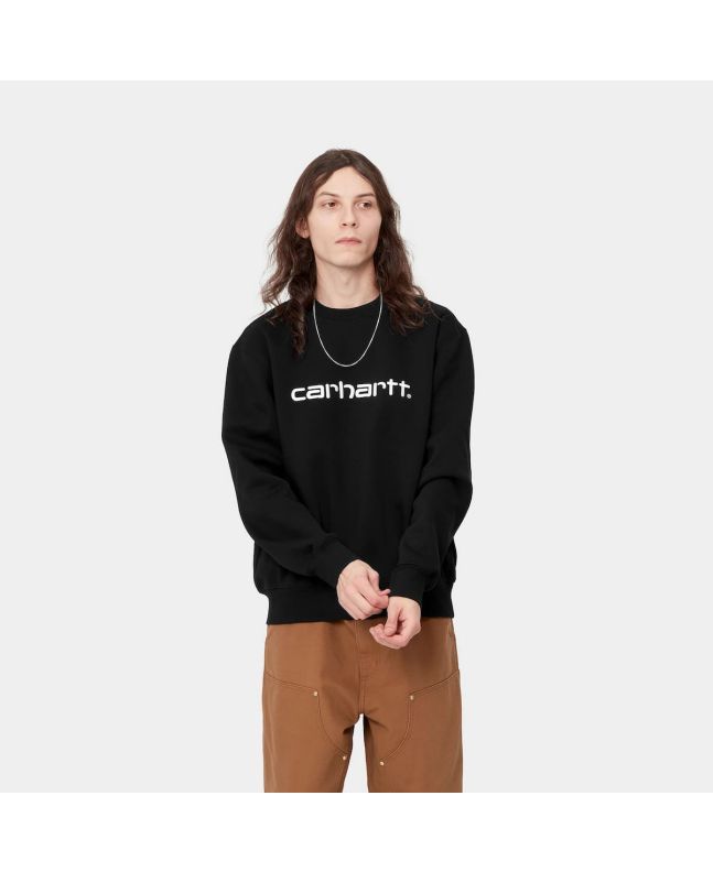 Hombre con Sudadera Carhartt WIP Carhartt Sweatshirt negra con logo blanco 