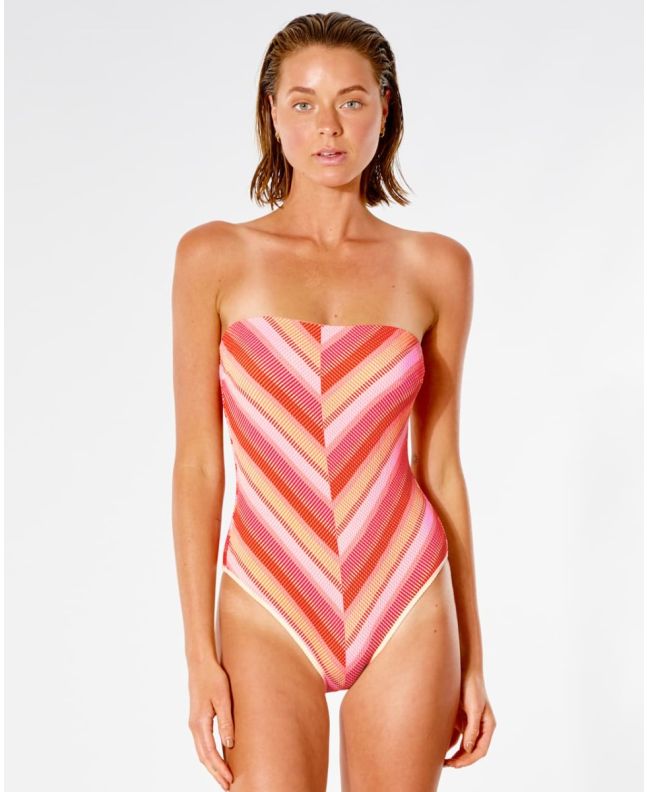 Mujer con Bañador palabra de honor Rip Curl Sun Rays One Piece Rosa 