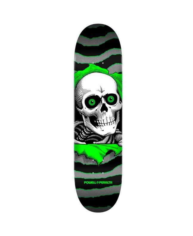 Tabla de skate Powell Peralta Ripper One Off 8.0" x 31.45" en  gris plateado y verde 