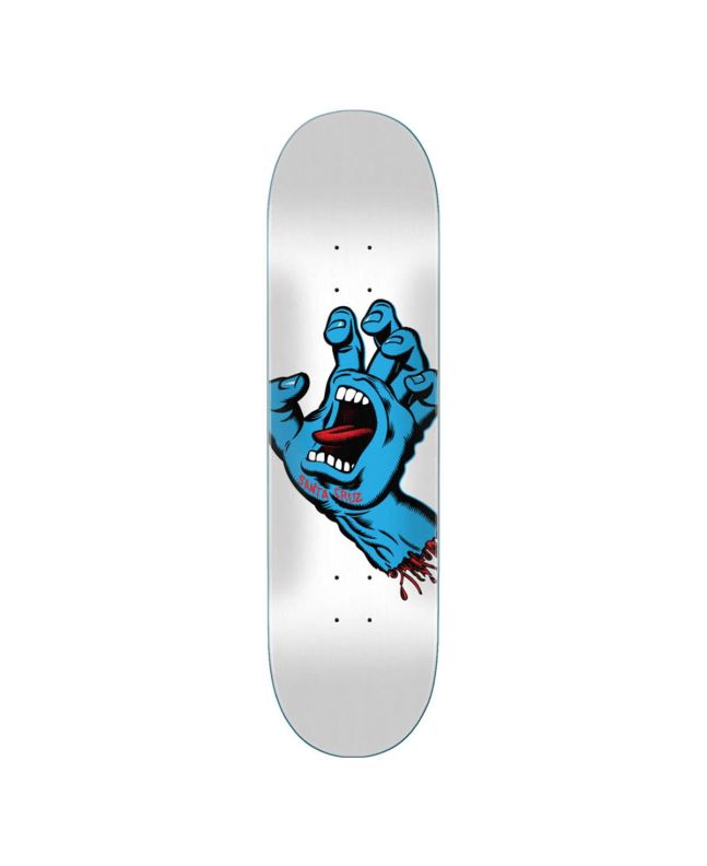 Tabla de Skateboard Santa Cruz Screaming Hand 8.25" x 31.8" blanca