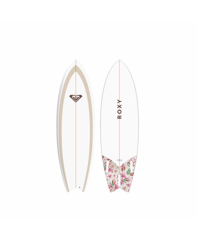 Tabla de Surf Shortboard Roxy Fish 6'0 38,6L color Tapioca con sistema de quillas Futures 