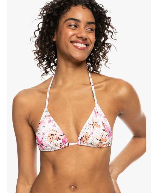 Mujer con top de bikini triangular Roxy Printed Beach Classics Blanco Tropical