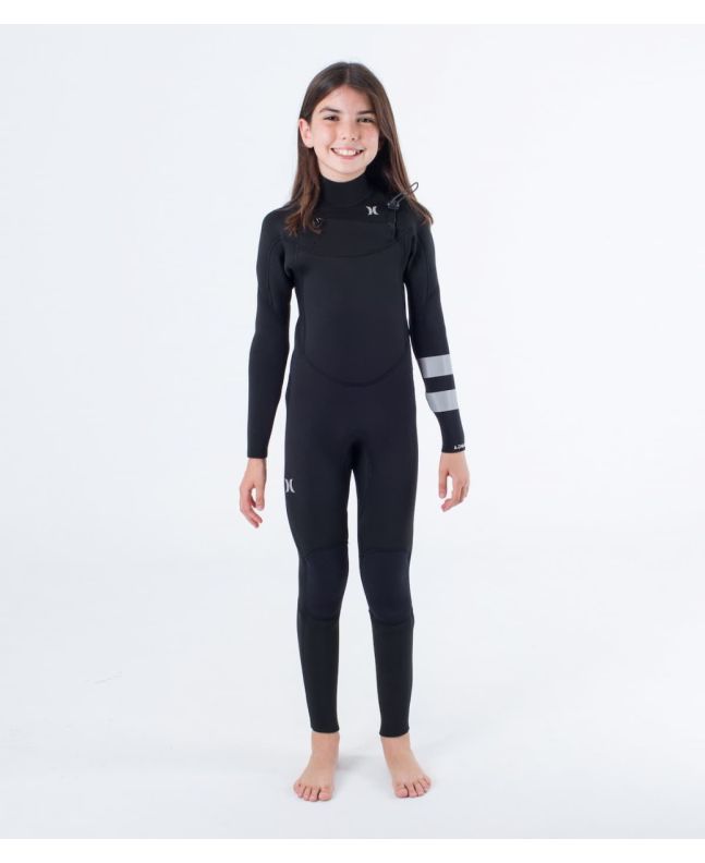 Traje de neopreno con cremallera en el pecho Hurley Kid Advant 4/3mm Negro para niño 