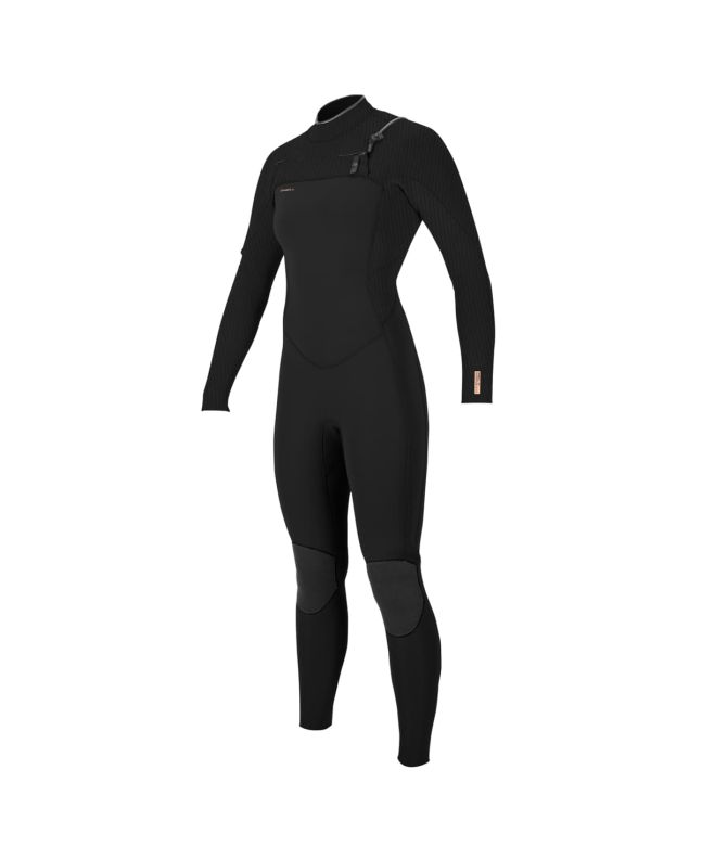 Traje de neopreno con cremallera en el pecho O'Neill Hyperfreak 5/4mm Plus negro para mujer 