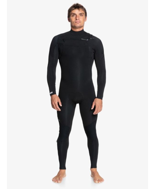 Hombre con traje de surf con cremallera en el pecho Quiksilver 4/3mm Everyday Sessions negro