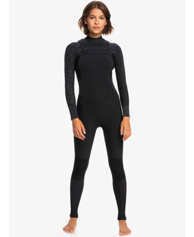 Mujer con neopreno con cremallera en el pecho Roxy Swell Series 4/3mm negro