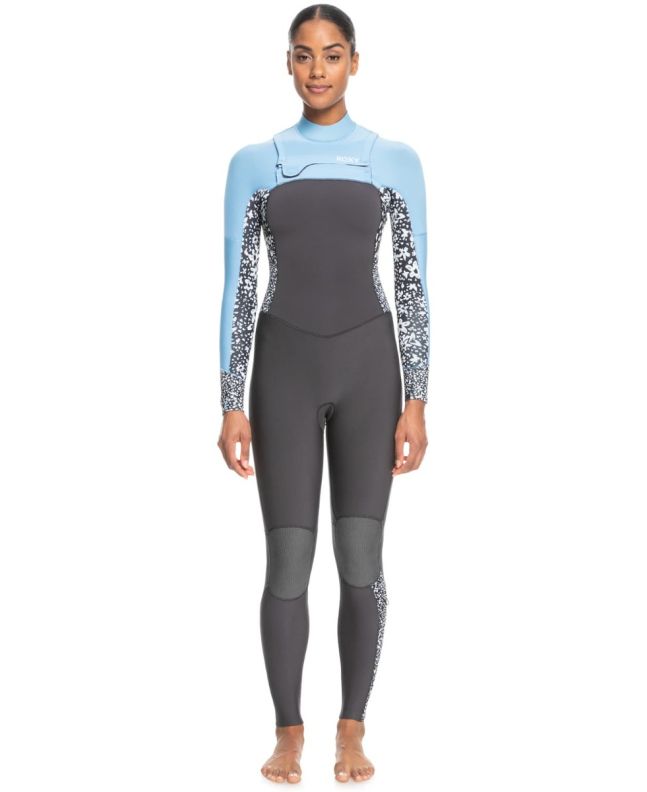 Mujer con neopreno con cremallera en el pecho Roxy Swell Series 4/3mm Jet Boy Blue
