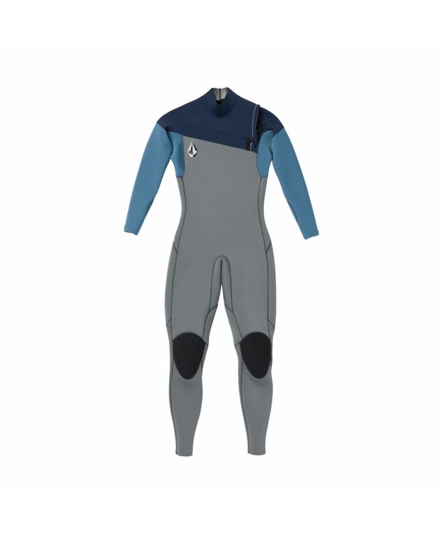 Traje de neopreno con cremallera en el pecho Volcom Modulator 4/3mm Gris y Azul para hombre