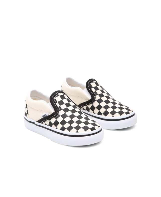 Zapatillas Vans Slip-On para bebé de 1 a 4 años blancas y negras con estampado Checkerboard