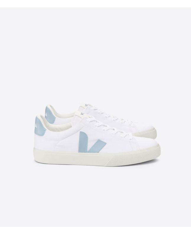 Zapatillas Veganas Veja Campo Canvas Blanco Azul Acero Unisex