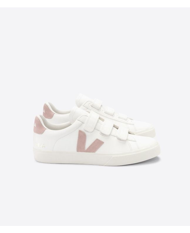 Zapatillas Veja Recife Chromefree Leather White Babe blancas y rosas para mujer