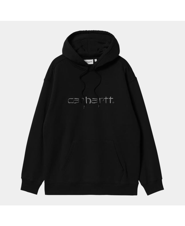 Sudadera con capucha Carhartt WIP Women's Hooded Carhartt Sweatshirt Negra con logo bordado negro para mujer