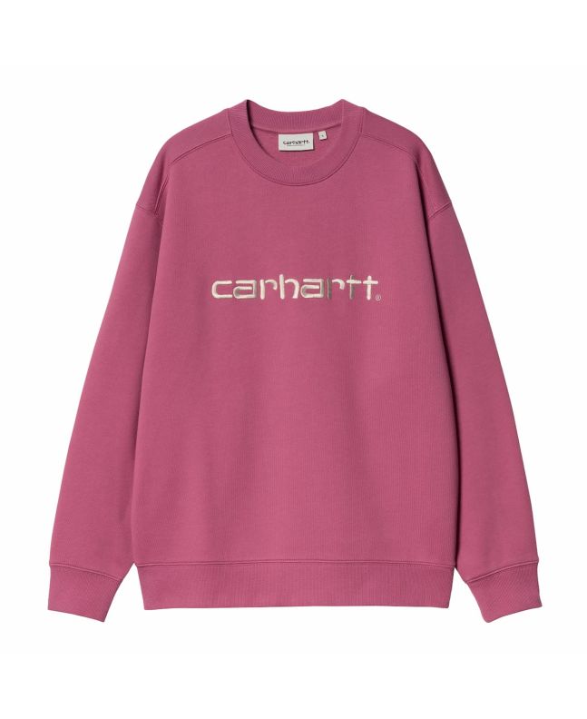 Sudadera Carhartt WIP Women's Carhartt Sweatshirt magenta con logo beige para mujer