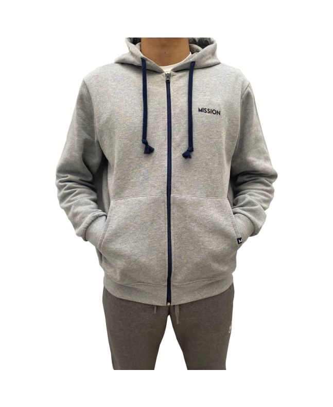 Sudadera con capucha y cremallera Mission Contrast Zip gris para hombre