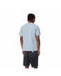 Hombre con camiseta orgánica de manga corta Carhartt WIP American Script azul escarcha posterior