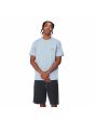 Hombre con camiseta orgánica de manga corta Carhartt WIP American Script azul escarcha