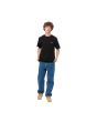 Hombre con camiseta holgada de manga corta Carhartt WIP Script Embroidery Negra con logo blanco ajuste