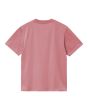 Camiseta orgánica de manga corta Carhartt WIP Script Embroidery rosa palo con logo blanco lunar para mujer posterior
