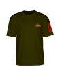 Camiseta de manga corta Powell Peralta Bones Brigade Bomber Verde Militar para hombre frontal