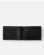Cartera fina de piel con triple hoja Rip CUrl Stacked RFID Slim Negra para hombre ranuras