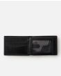 Cartera fina de piel con triple hoja Rip CUrl Stacked RFID Slim Negra para hombre ventana DNI