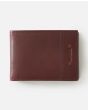 Cartera fina de piel con triple hoja Rip Curl Stacked RFID Slim Tobacco para hombre